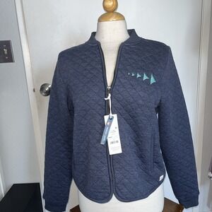 Marine Layer Blue Corbet Quilted Bomber Jacket Zip Women's Medium